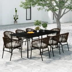 vidaXL Ensemble à manger de jardin 9 pcs Marron
