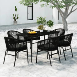 vidaXL Ensemble à manger de jardin 7 pcs Noir