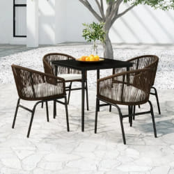 vidaXL Ensemble à manger de jardin 5 pcs Marron