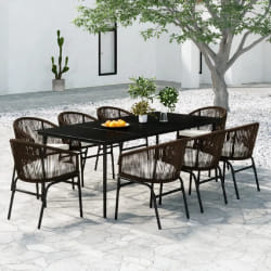 vidaXL Ensemble à manger de jardin 9 pcs Marron