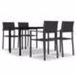 vidaXL Ensemble à manger de jardin 5 pcs Noir