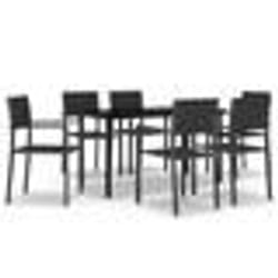 vidaXL Ensemble à manger de jardin 7 pcs Noir