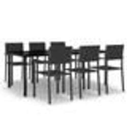 vidaXL Ensemble à manger de jardin 7 pcs Noir