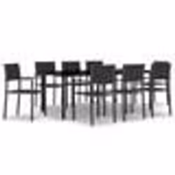 vidaXL Ensemble à manger de jardin 9 pcs Noir