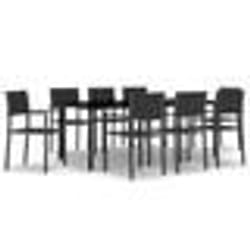 vidaXL Ensemble à manger de jardin 9 pcs Noir