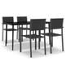 vidaXL Ensemble à manger de jardin 5 pcs Noir