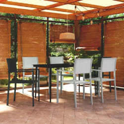 vidaXL Ensemble à manger de jardin 7 pcs Noir et blanc