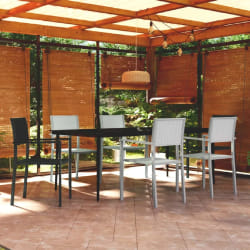vidaXL Ensemble à manger de jardin 7 pcs Noir et blanc