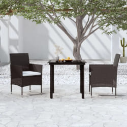 vidaXL Ensemble à manger de jardin avec coussins 3 pcs noir