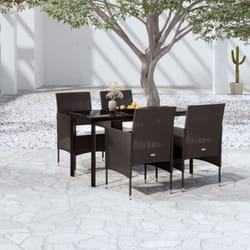 Ensemble de salle à manger de jardin avec coussins 5 pcs Noir
