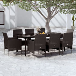 Vidaxl - Ensemble à manger de jardin avec coussins 9 pcs noir