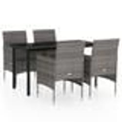vidaXL Ensemble à manger de jardin et coussins 5pcs Gris/noir