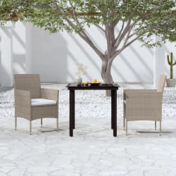vidaXL Ensemble à manger de jardin avec coussins 3 pcs Beige et noir