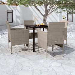 vidaXL Ensemble à manger de jardin coussins 5 pcs Beige/noir