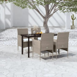 vidaXL Ensemble à manger de jardin coussins 5 pcs Beige/noir