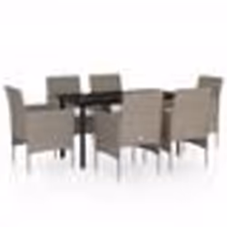 vidaXL Ensemble à manger de jardin coussins 7 pcs Beige/noir