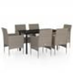 vidaXL Ensemble à manger de jardin coussins 7 pcs Beige/noir