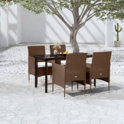vidaXL Ensemble à manger de jardin coussins 5 pcs Marron/noir