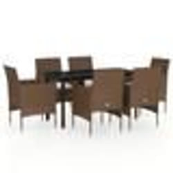 vidaXL Ensemble à manger de jardin coussins 7 pcs Marron/noir