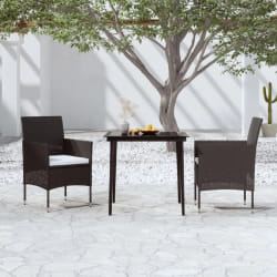 vidaXL Ensemble à manger de jardin avec coussins 3 pcs noir