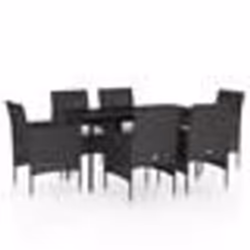 vidaXL Ensemble à manger de jardin avec coussins 7 pcs Noir