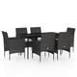 vidaXL Ensemble à manger de jardin avec coussins 7 pcs Noir