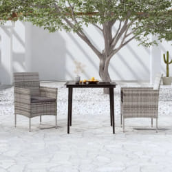 vidaXL Ensemble à manger de jardin et coussins 3 pcs Gris et noir
