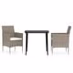 vidaXL Ensemble à manger de jardin avec coussins 3 pcs Beige et noir