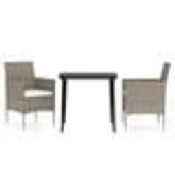 vidaXL Ensemble à manger de jardin avec coussins 3 pcs Beige et noir