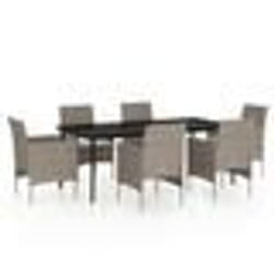 vidaXL Ensemble à manger de jardin coussins 7 pcs Beige/noir