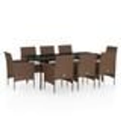 vidaXL Ensemble à manger de jardin coussins 9 pcs Marron/noir