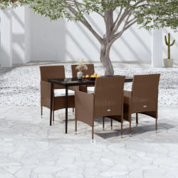 vidaXL Ensemble à manger de jardin coussins 5 pcs Marron/noir