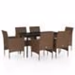 vidaXL Ensemble à manger de jardin coussins 7 pcs Marron/noir