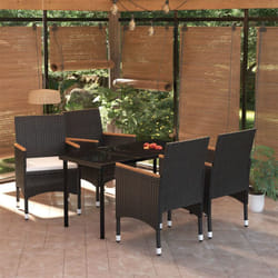 Vidaxl - Ensemble à manger de jardin avec coussins 5 pcs Noir
