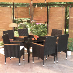 vidaXL Ensemble à manger de jardin avec coussins 7 pcs Noir