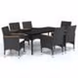 vidaXL Ensemble à manger de jardin avec coussins 7 pcs Noir