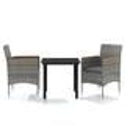 vidaXL Ensemble à manger de jardin et coussins 3 pcs Gris et noir