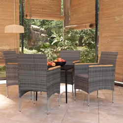 vidaXL Ensemble à manger de jardin et coussins 5pcs Gris/noir