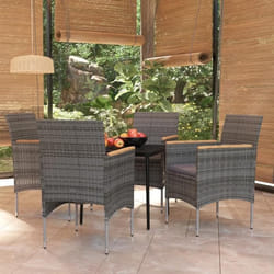 vidaXL Ensemble à manger de jardin et coussins 5pcs Gris/noir