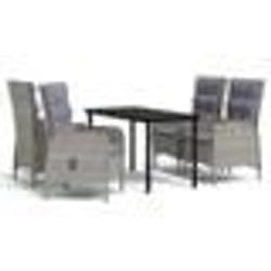 vidaXL Ensemble à manger de jardin et coussins 5pcs Gris/noir