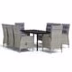 vidaXL Ensemble à manger de jardin et coussins 9 pcs Gris et noir