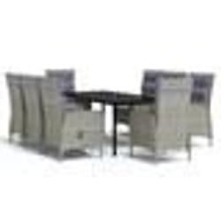 vidaXL Ensemble à manger de jardin et coussins 9 pcs Gris et noir