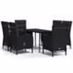 vidaXL Ensemble à manger de jardin avec coussins 7 pcs Noir