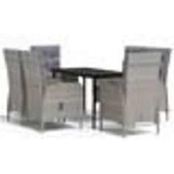 vidaXL Ensemble à manger de jardin coussins 7pcs Gris et noir