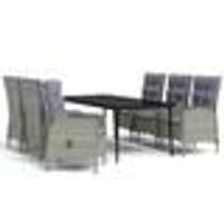 vidaXL Ensemble à manger de jardin coussins 7pcs Gris et noir