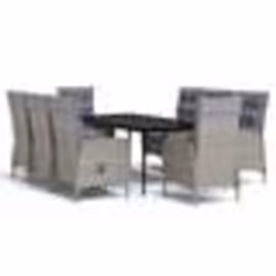 vidaXL Ensemble à manger de jardin et coussins 9 pcs Gris et noir