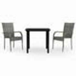 vidaXL Ensemble à manger de jardin 3 pcs Gris et noir