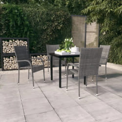 vidaXL Ensemble à manger de jardin 5 pcs Gris et noir