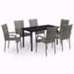 vidaXL Ensemble à manger de jardin 7 pcs Gris et noir