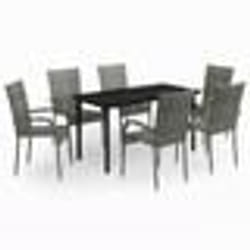 vidaXL Ensemble à manger de jardin 7 pcs Gris et noir